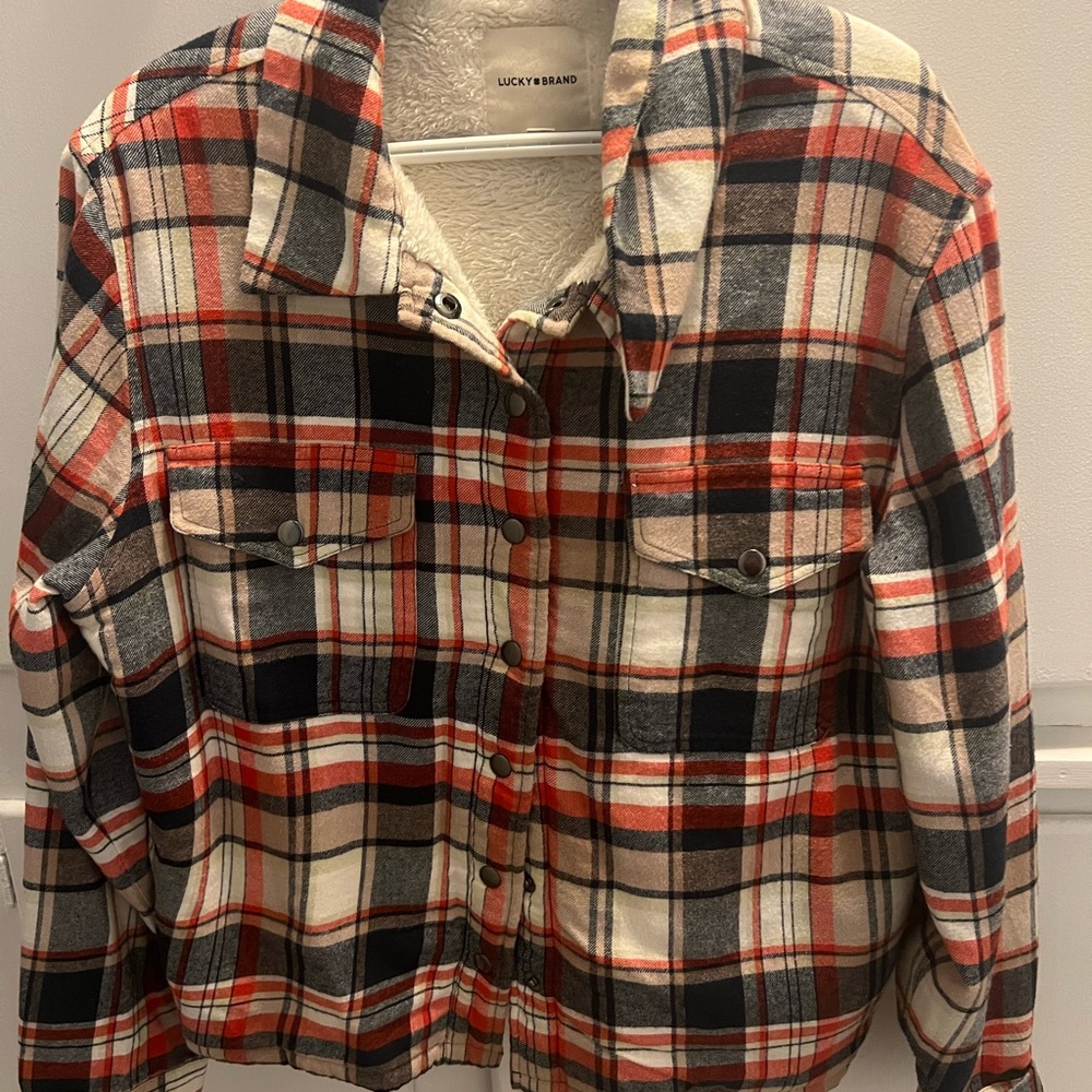 Lucky Brand Red and Black Plaid Jacket